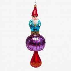 Wiktoria Gnome On Purple Mushroom Ornament Holiday