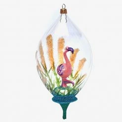 Wiktoria Pink Flamingo Dome Ornament Holiday
