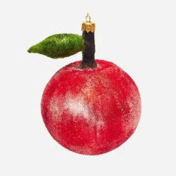 Wiktoria Ceramic & Porcelain Fruit Red Apple With Leaf Ornament
