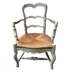 Vintage Pair Of Antique French Rush Chairs