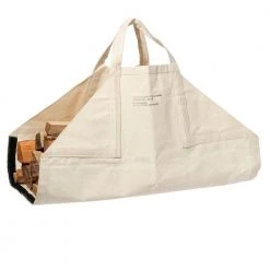 Puebco Waxed Cotton Firewood Carrier In Off White Art & Objects