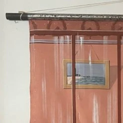 Vintage Art & Objects Late 19th Century Painted Bank Backdrop