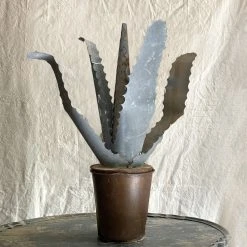 Vintage Art Antique French Tole Potted Agave Plant Sculpture (No. 3)