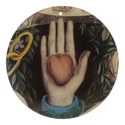 John Derian Decoupage Heart In Hand (5" Round)