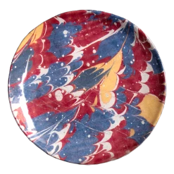 John Derian X ADV Red Blue & Yellow Marble Dessert Plate