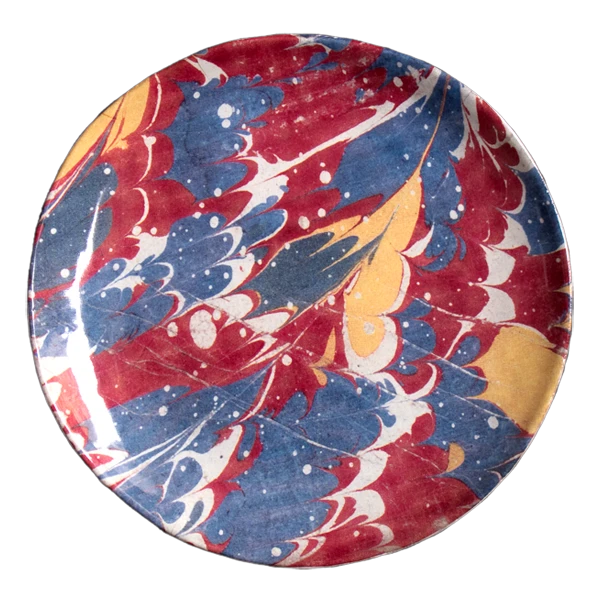 John Derian X ADV Red Blue & Yellow Marble Dessert Plate 3 John Derian X ADV Red Blue & Yellow Marble Dessert Plate