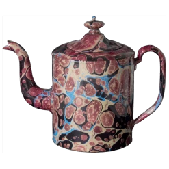 John Derian X ADV Black Blue & Red Marble Teapot- Large