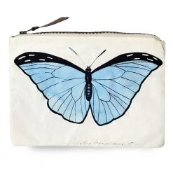 John Derian Company Inc Blue Butterflies Zipper Pouch