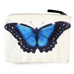 John Derian Company Inc Blue Butterflies Zipper Pouch