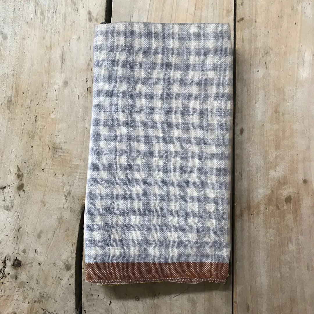 Caravan Dining & Tabletop Gingham Tea Towel In Blue & Cognac 3 Caravan Dining & Tabletop Gingham Tea Towel In Blue & Cognac