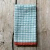 Caravan Gingham Tea Towel In Aqua & Orange Dining & Tabletop