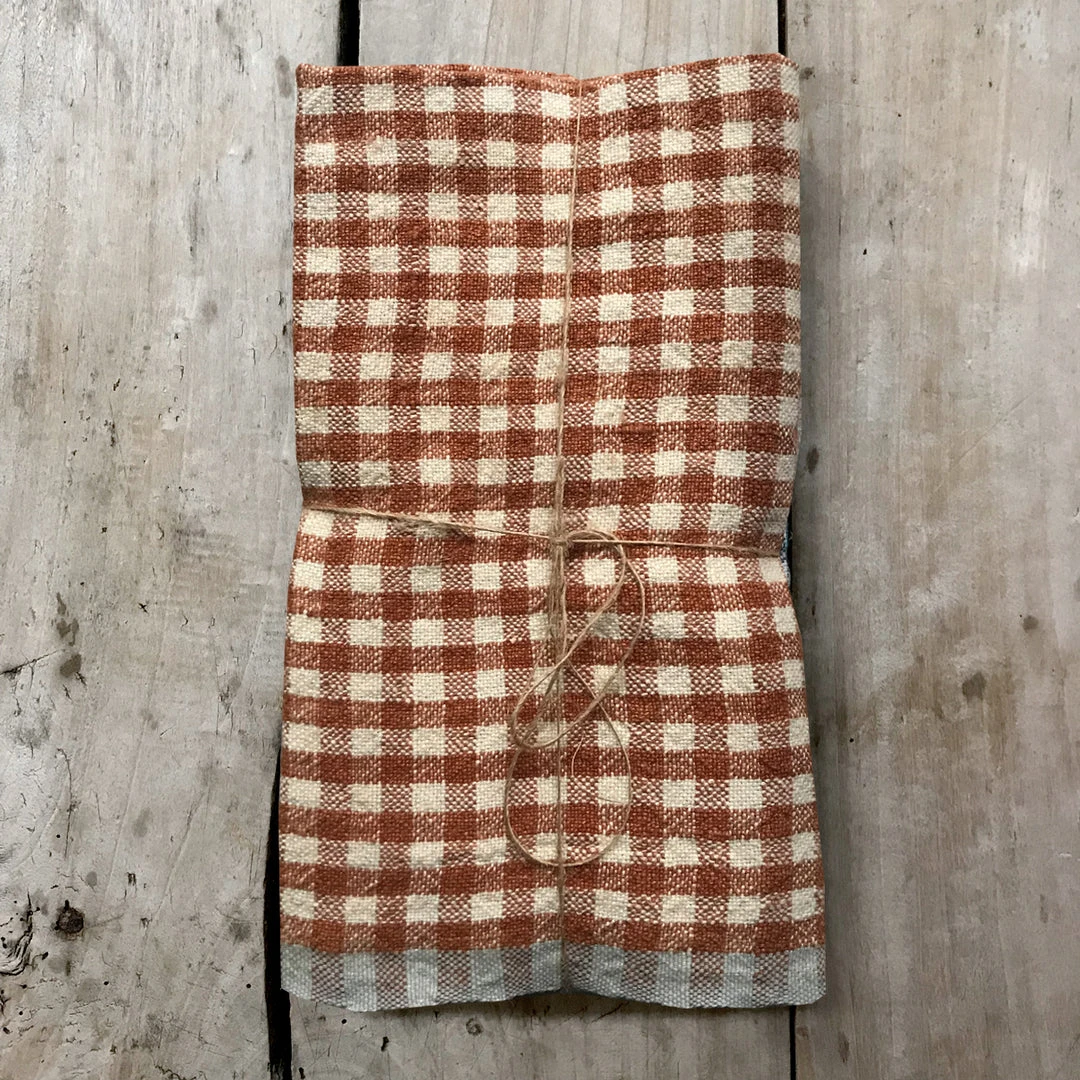 Caravan Set Of 4 Gingham Napkins In Cognac & Blue Dining & Tabletop 3 Caravan Set Of 4 Gingham Napkins In Cognac & Blue Dining & Tabletop