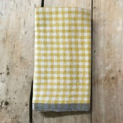 Caravan Dining & Tabletop Gingham Tea Towel In Yellow & Grey