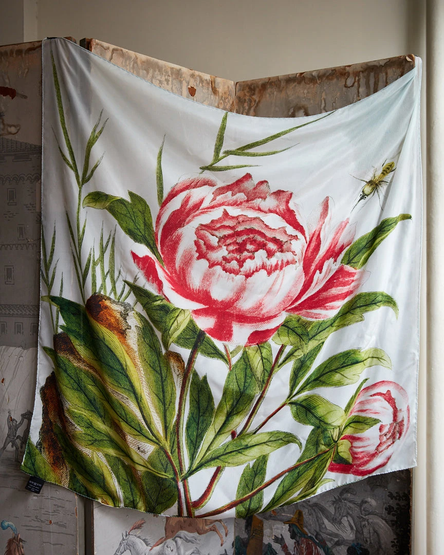 John Derian Company Picture Book Images Peony Silk Scarf 4 John Derian Company Picture Book Images Peony Silk Scarf