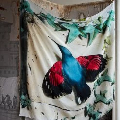 John Derian Company Hummingbird Silk Scarf Picture Book Images