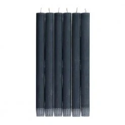 British Colour Standard Set Of 6 Candles In Gunmetal Grey Candlestick Holders