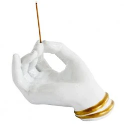 Astier De Villatte Serena Hand Incense Holder With Golden Brackets
