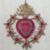 Cody Foster & Co. Holiday Large Jeweled Sacred Pink Heart Ornament