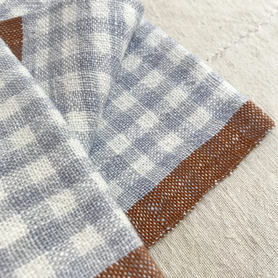 Caravan Dining & Tabletop Gingham Tea Towel In Blue & Cognac 4 Caravan Dining & Tabletop Gingham Tea Towel In Blue & Cognac
