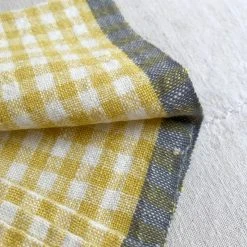 Caravan Dining & Tabletop Gingham Tea Towel In Yellow & Grey