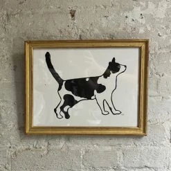 Hugo Guinness "Black And White Cat With Tail Up" In Vintage Frame Art & Objects