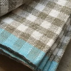 Caravan Dining & Tabletop Gingham Tea Towel In Natural & Aqua 7 Caravan Dining & Tabletop Gingham Tea Towel In Natural & Aqua