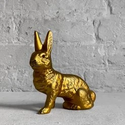 Ino Schaller Papier Mâché Seated Gold Bunny Art & Objects