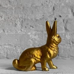 Ino Schaller Papier Mâché Seated Gold Bunny Art & Objects