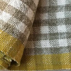 Caravan Set Of 4 Gingham Napkins In Natural & Yellow