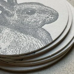 Sesame Letterpress & Design Dining & Tabletop Set Of 8 Letterpress Rabbit Coasters