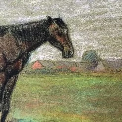 Vintage Evert Rabbers Framed Horse Drawing Art & Objects