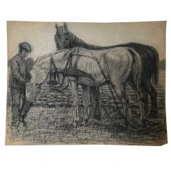 Vintage Evert Rabbers Horse Drawing 03 Art & Objects