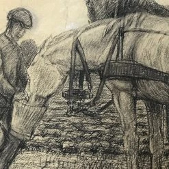 Vintage Evert Rabbers Horse Drawing 03 Art & Objects