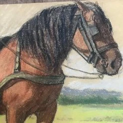 Vintage Art & Objects Evert Rabbers Framed Horse Drawing