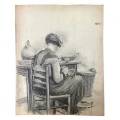 Vintage Evert Rabbers Portrait Drawing 14