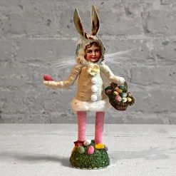 Vintage By Crystal Art & Objects Bunny Girl With Eggs