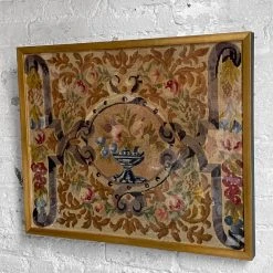 Vintage 19th Century Framed Embroidered Floral Needlework Art & Objects