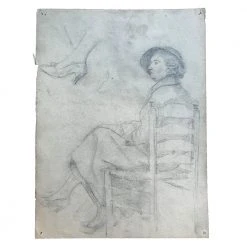 Vintage Evert Rabbers Double Sided Portrait Drawing 69