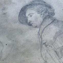 Vintage Evert Rabbers Double Sided Portrait Drawing 69