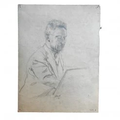 Vintage Evert Rabbers Double Sided Portrait Drawing 69