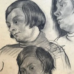 Vintage Art & Objects Evert Rabbers Portrait Drawing 71