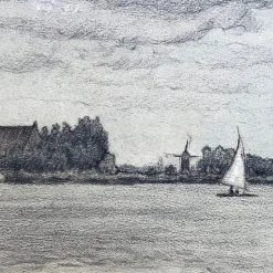 Vintage Evert Rabbers Landscape Drawing 62 Art & Objects