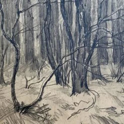 Vintage Art & Objects Evert Rabbers Landscape Drawing 63