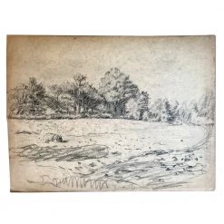 Vintage Art & Objects Evert Rabbers Landscape Drawing 66