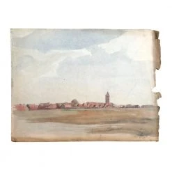 Vintage Art & Objects Evert Rabbers Landscape Drawing 67