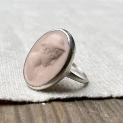 Marcie McGoldrick Silver Boy Cameo Ring In Blush