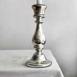 Vintage Candlestick Holders 19th Century Mercury Glass Candlestick