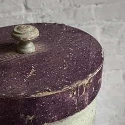 Vintage Handmade Antique Italian Paper Boxes - Patina Mint With Maroon Trim