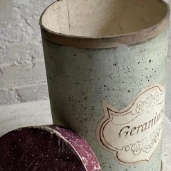 Vintage Handmade Antique Italian Paper Boxes - Patina Mint With Maroon Trim