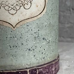 Vintage Handmade Antique Italian Paper Boxes - Patina Mint With Maroon Trim